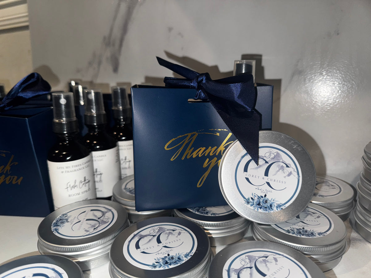 Wedding Favors 100 Bundle - 2oz candles and 2oz Room Spray